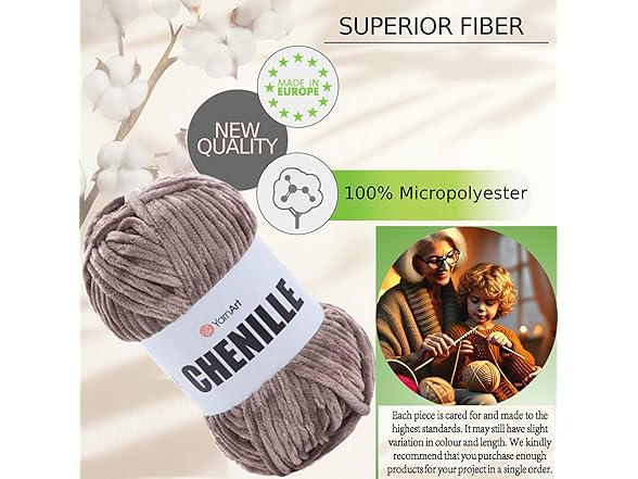 Art of Yarn 2 Skein Yarn Art Chenille Yarn