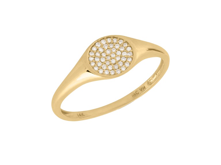 PAJURE MCR4238Y-14LGDIA#6 6 14k Gold Diamond Signet Ring Yellow Gold