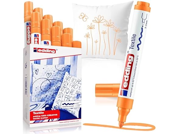 edding 4500 Textile Marker - Neon Orange, Box of 10