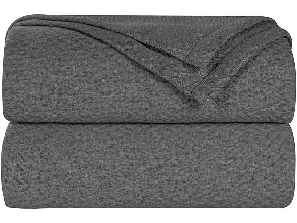 Superior Nobel Cotton Chevron Blanket, King, Charcoal