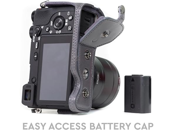 MegaGear Ever Ready Leather Camera Case and Strap (Gray)