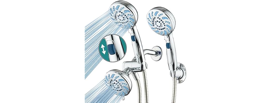 AquaCare 2026 High Pressure Dual Handheld Shower Head Combo w/ Pause Switch