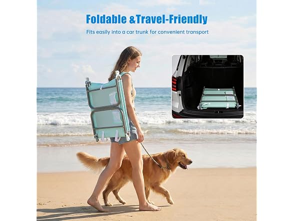 SUNNYFEEL Teal Lay Flat Tanning Lounger