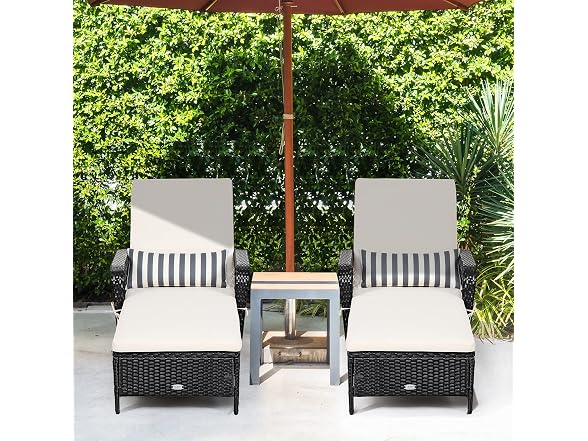 Tangkula Wicker Chaise Lounge Outdoor