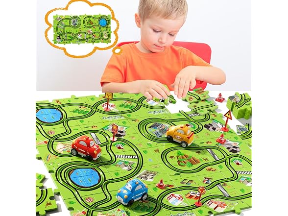 64-Piece Floor Puzzle Race Track 2-Pack