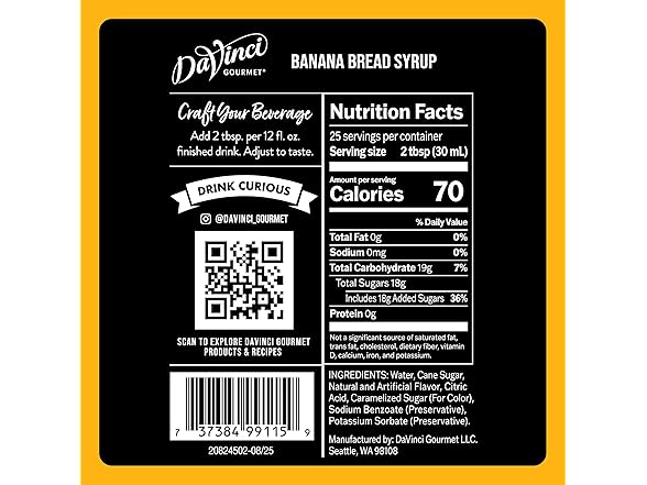 DaVinci Gourmet Banana Bread Syrup, 25.4 oz
