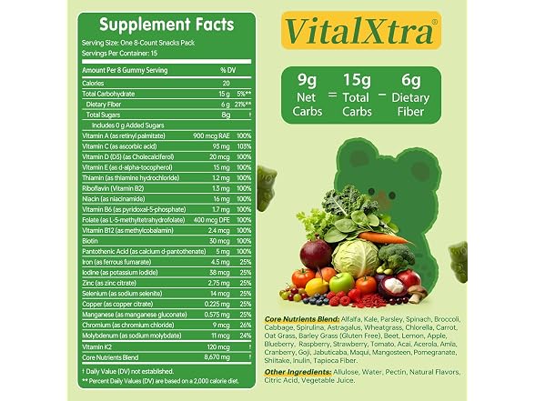 VitalXtra Adult Greens Gummies