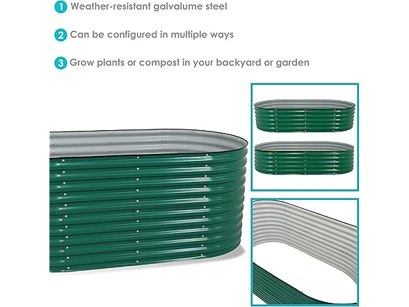 Sunnydaze 62.5-Inch Oval Raised Garden Bed