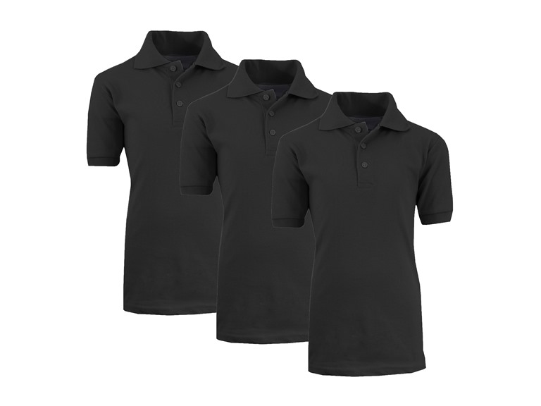 GBH WC-----(3-Pack Boy's Polos) ZBE / BK-BK-BK / 4 4 3PK Boys Short Sleeve School Polo Black x3