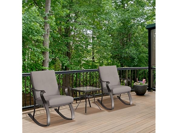 Four Seasons Courtyard Gramercy 3 Piece Rocking Chairs with Table