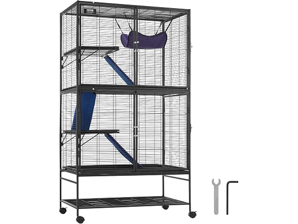 VEVOR 64.6" Rolling Metal Ferret Cage