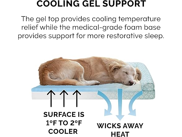 Furhaven Cooling Gel Dog Bed for Medium Small Dogs