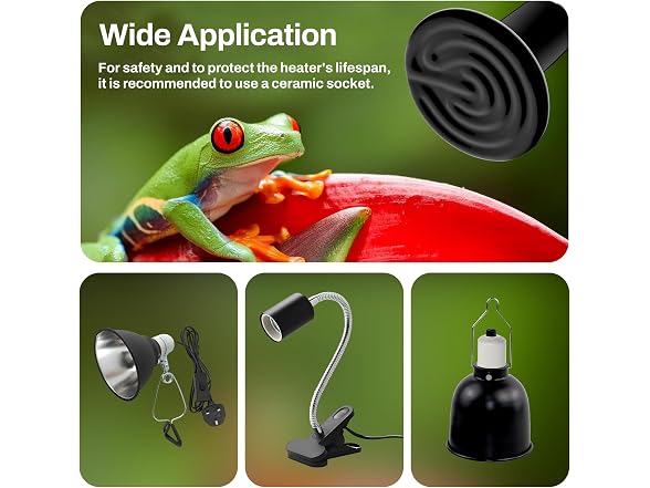 BN-LINK 150W Reptile Heat Lamp 2-Pack, Ceramic Heat Emitter