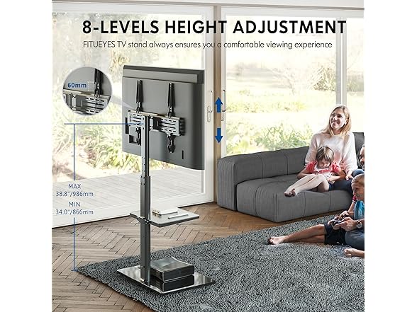 FITUEYES Floor TV Stand | 1 Shelf