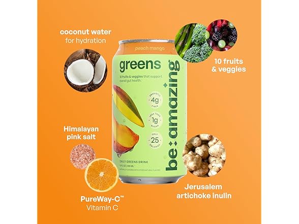 8PK Be Amazing Greens Drink, Peach Mango