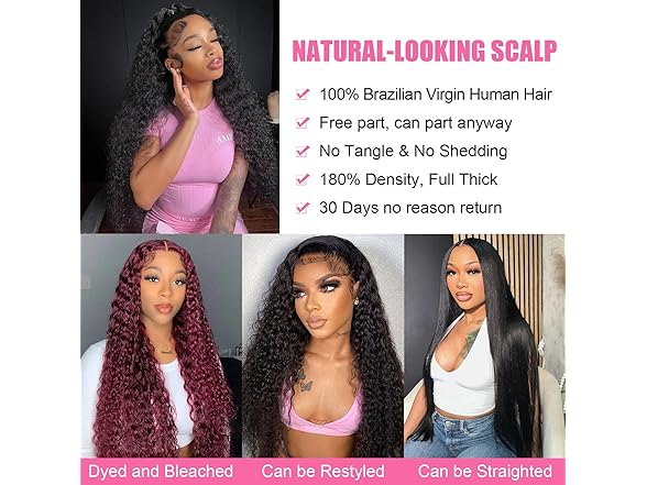 RAYFOG 20 Inch Deep Wave Lace Front Wig