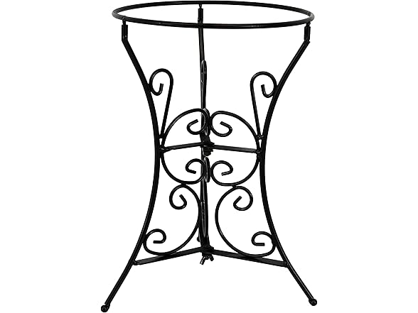 Sunnydaze Black Steel Gazing Ball Stand Black Scroll