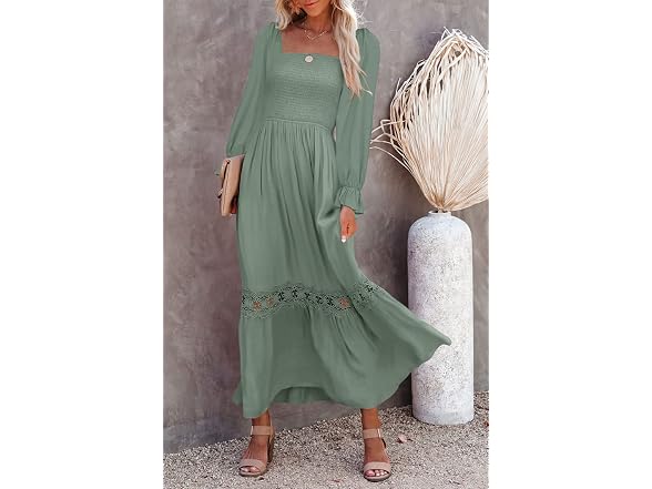 Ferlema Women (S) Casual Long Sleeve Neck Dress