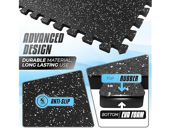 Yes4All Rubber Gym Flooring 0.56"  6 Tiles