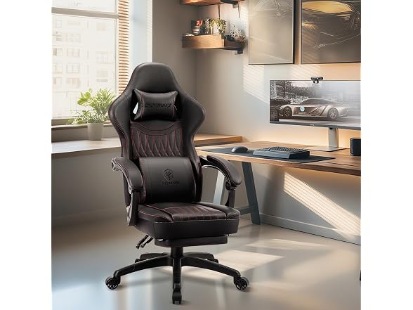Dowinx Big and Tall Leather Gaming Chair Black/Red - Gallery 2