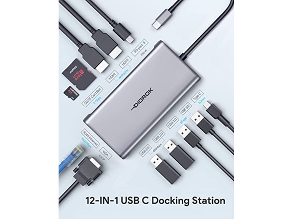 12 in 1 USB C Docking Station Dual Monitor (Open Box)