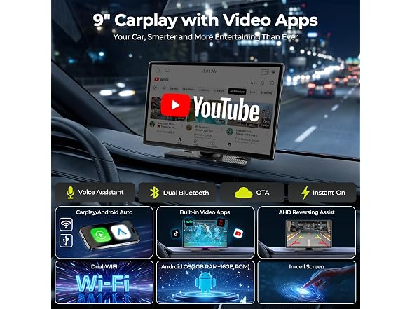 LAMTTO 9" Apple Carplay Screen