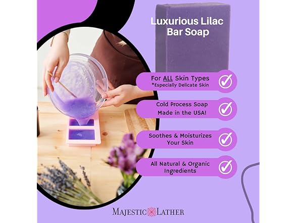 Majestic Lather Lilac Luxury Floral Bar Soap for Face & Body