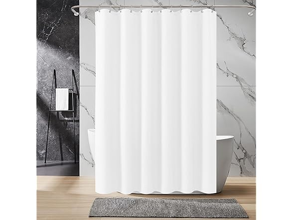 Inhousolu Fabric Shower Curtain Waffle Weave