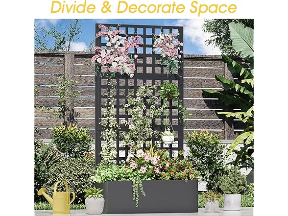 UPHYB Metal Planter Box with Trellis