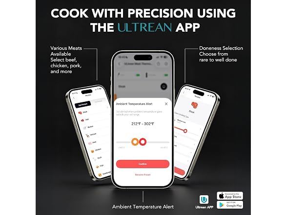 Ultrean Smart Wireless Meat Thermometer