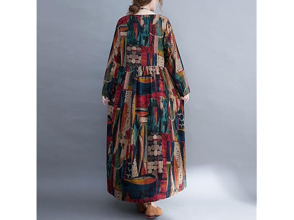 Versear Women (L) Cotton Dress Tunic Boho Dress