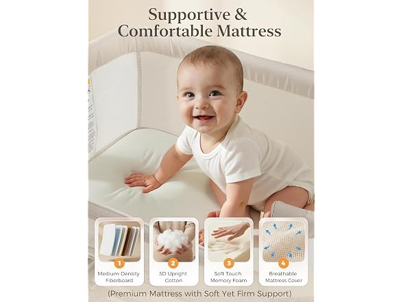 ONTHEWEI 3 in 1 Baby Bassinet Bedside Sleeper