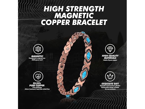 Auinz Turquoise Pure Copper Magnetic Bracelet