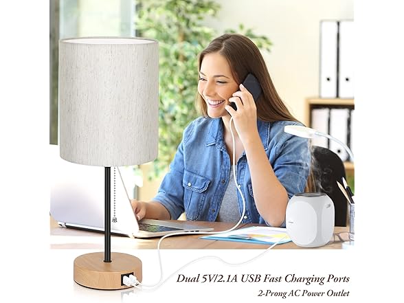 Bosceos Table Lamps Set of 2 with USB Charging Ports