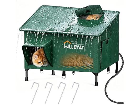 WLLEYAY Collapsible Heated Cat House