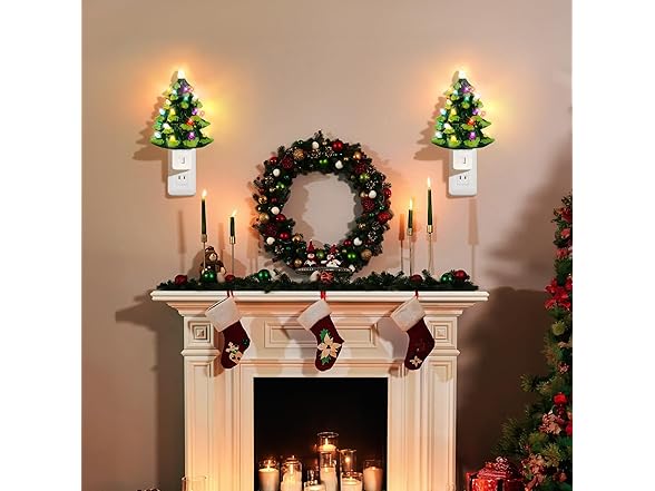 Lakumu 2Pk 6’’ Christmas Tree Night Lights- Green