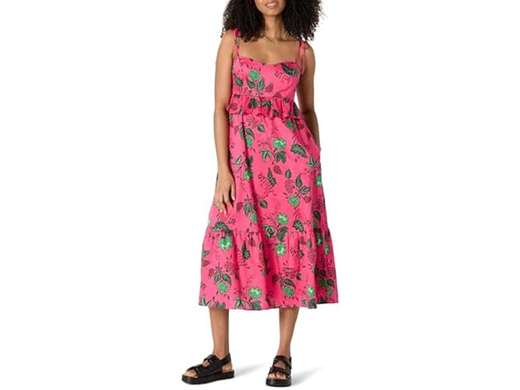 Hot Pink Red Leafy Floral