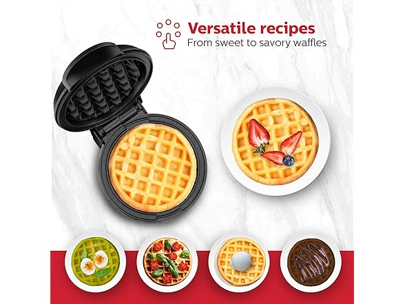 Holstein 4" Mini Waffle Maker Black