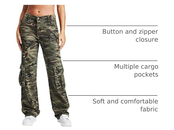 Wdirara Women (L) Cargo Baggy Jeans High Leg Pants