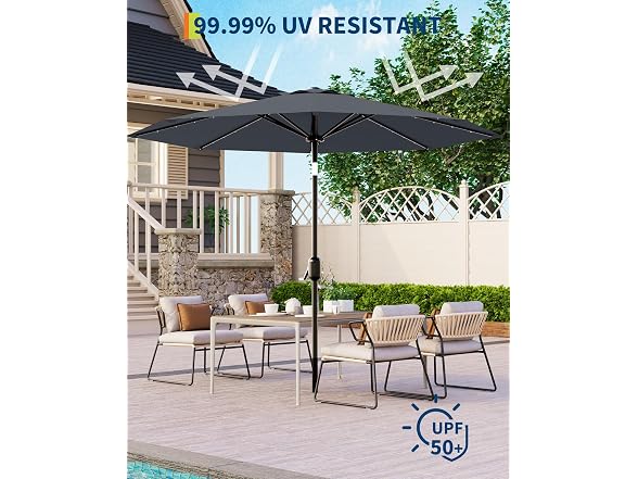 GarveeLife 10 ft Patio Umbrella with Solar Lights