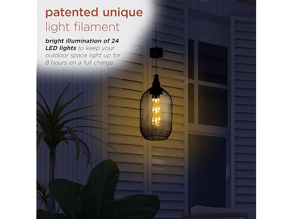 Alpine Corporation 12" Tall Hanging Solar Powered Lantern