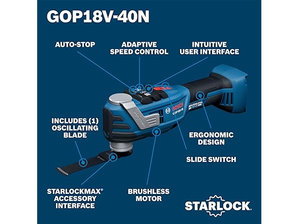 BOSCH GOP18V-40N 18V Brushless StarlockMax Oscillating Tool