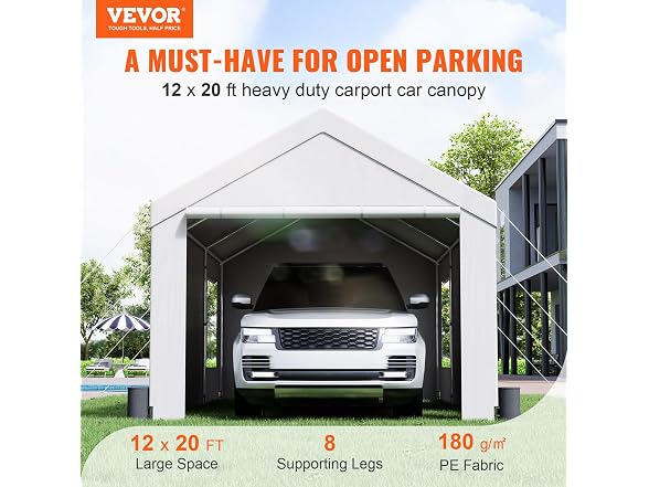 Carport, 12 x 20 ft Heavy Duty Car Canopy with