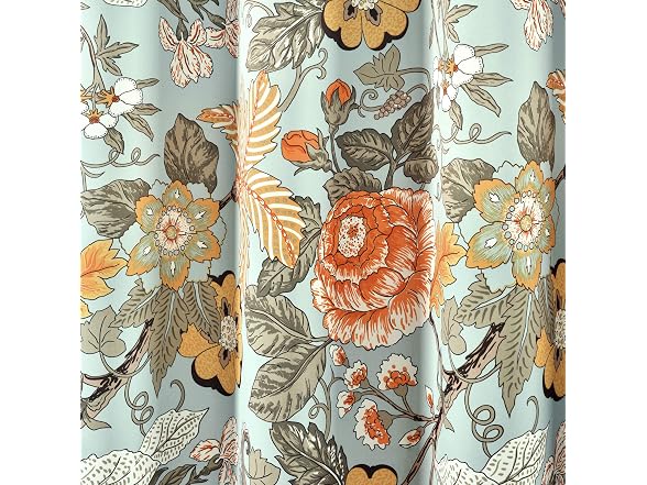 Sydney Light Filtering Window Curtain Panels, Pair, 52" W x 95" L, Blue & Green Drapes - Gallery 2