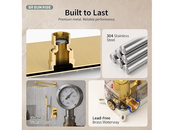 SR SUN RISE 12in Shower System Br Gold