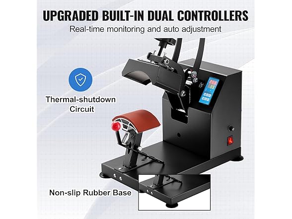 VEVOR Heat Press 6x3.75Inch Curved Element Hat Press Clamshell Design
