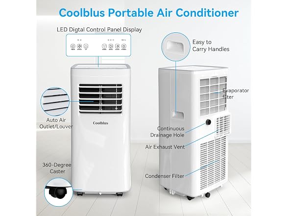 Coolblus portable air conditioner,7300 BTU 450sqft