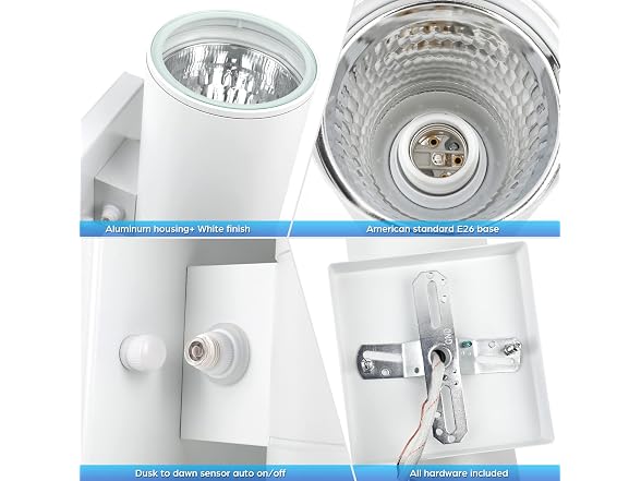 TOBUSA 2-Pack White Outdoor Wall Sconces Dusk to Dawn