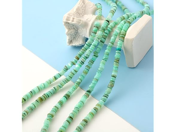 YANUAHI 4mm Natural Shell Celadon Rondelle Beads
