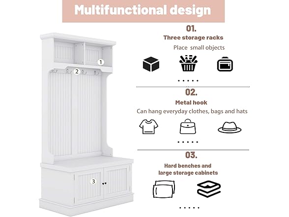 SPOFLYINN Modern Hall Tree With Storage Shoe Bench